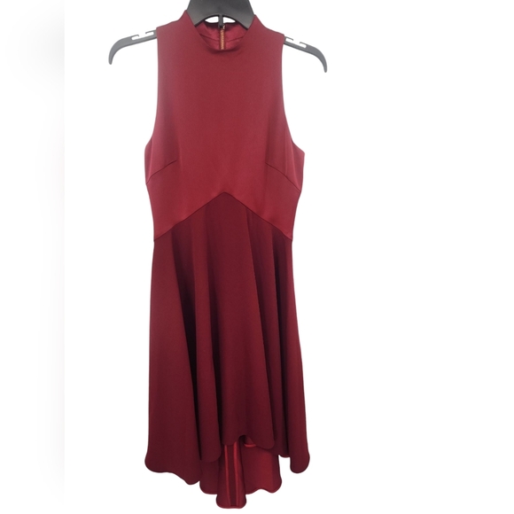 Ted‎ Baker Dress Kandal Midi High Low Fit and Flare in Burgundy 1 XS - Picture 2 of 7